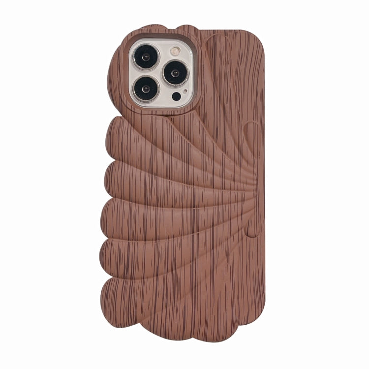Wood Grain Shell Shape TPU Phone Case, For iPhone 13, For iPhone 13 Pro, For iPhone 13 Pro Max, For iPhone 12