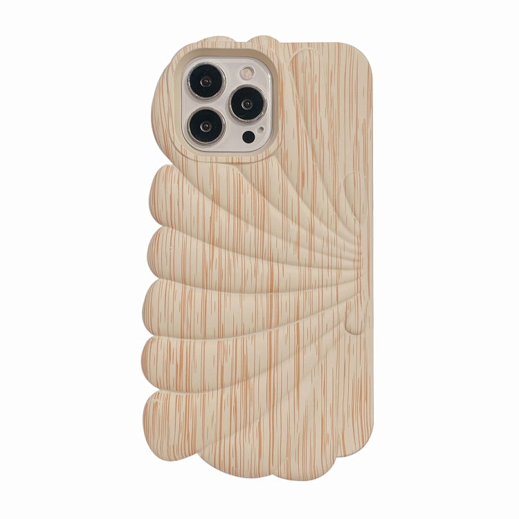 Wood Grain Shell Shape TPU Phone Case, For iPhone 13, For iPhone 13 Pro, For iPhone 13 Pro Max, For iPhone 12