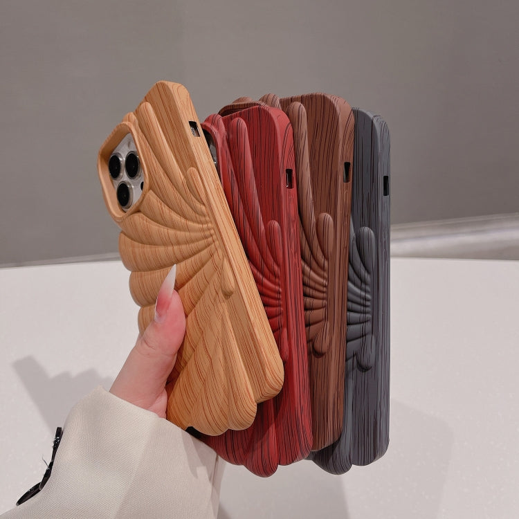 Wood Grain Shell Shape TPU Phone Case, For iPhone 13, For iPhone 13 Pro, For iPhone 13 Pro Max, For iPhone 12
