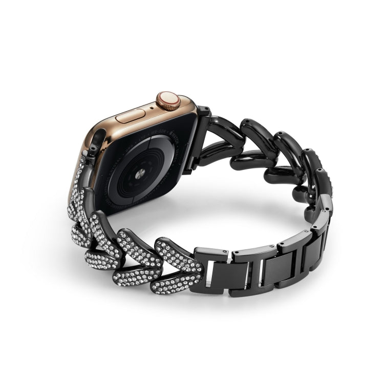 Triangle Diamond Metal Watch Band, For Apple Watch Ultra 49mm / Series 8&7 45mm / SE 2&6&SE&5&4 44mm / 3&2&1 42mm, For Apple Watch Series 8&7 41mm / SE 2&6&SE&5&4 40mm / 3&2&1 38mm