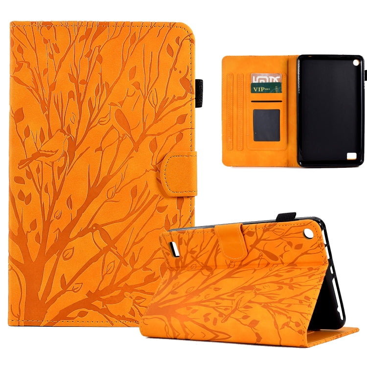 Fortune Tree Pressure Flower PU Tablet Case with Wake-up / Sleep Function