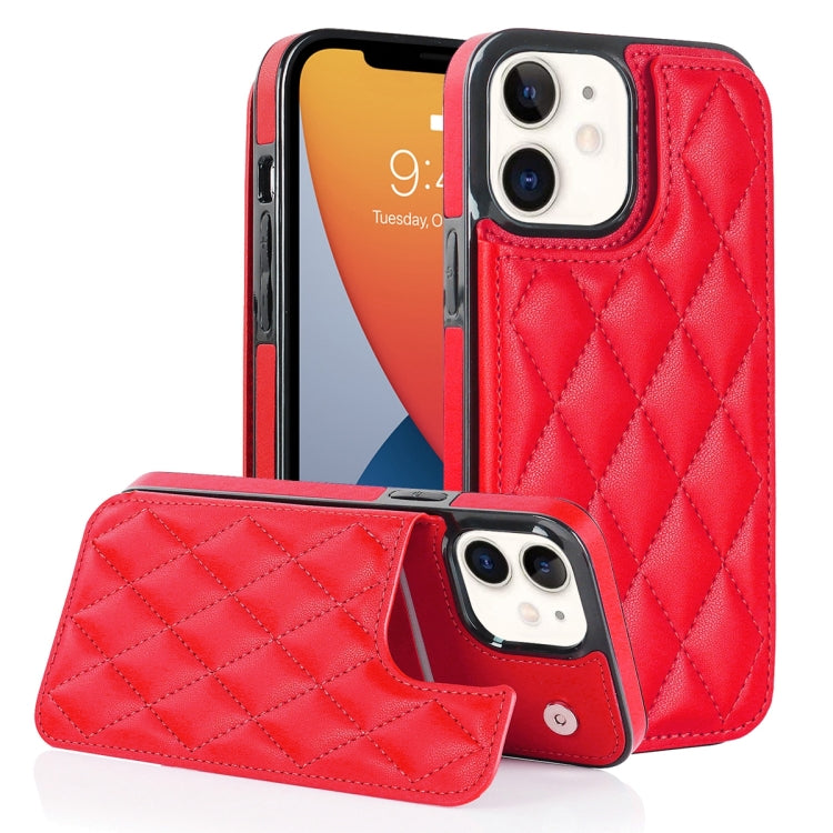 Double Buckle Rhombic PU Leather Phone Case, For iPhone 12 mini, For iPhone 12 Pro, For iPhone 12 Pro Max