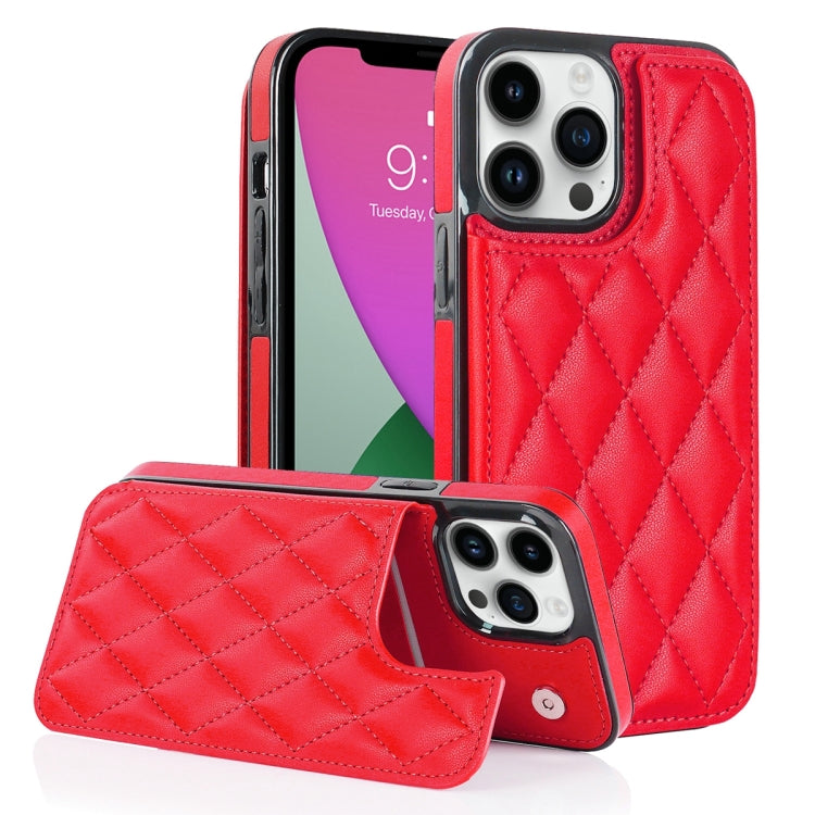 Double Buckle Rhombic PU Leather Phone Case, For iPhone 12 mini, For iPhone 12 Pro, For iPhone 12 Pro Max