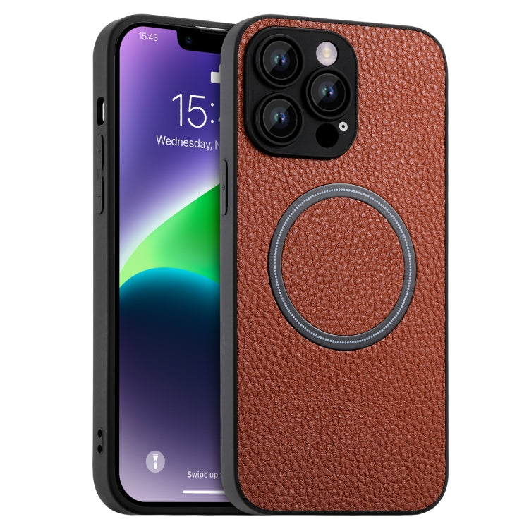 Skin Feel Litchi Texture MagSafe Magnetic Phone Case, For iPhone 11 Pro Max
