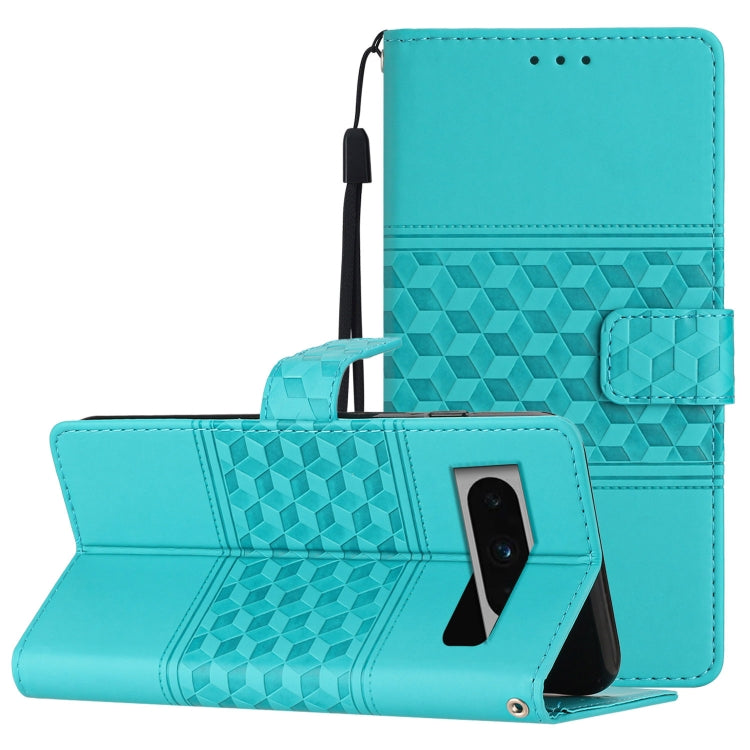 Diamond Embossed Skin Feel Leather Phone Case with Lanyard, For Google Pixel 8, For Google Pixel 8 Pro, For Google Pixel 7 5G, For Google Pixel 7 Pro 5G