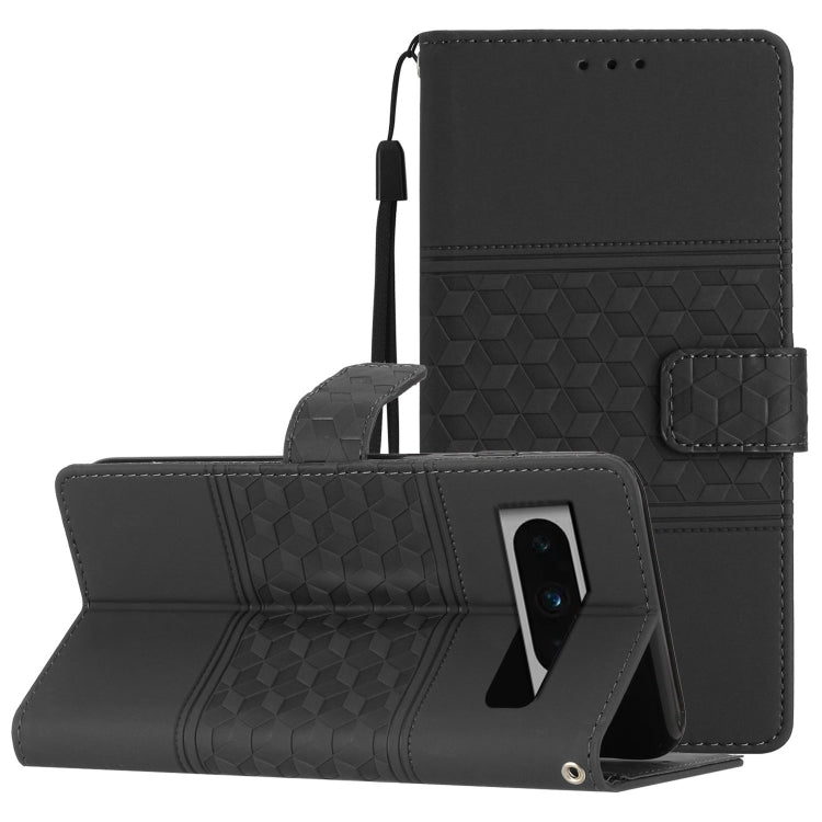 Diamond Embossed Skin Feel Leather Phone Case with Lanyard, For Google Pixel 8, For Google Pixel 8 Pro, For Google Pixel 7 5G, For Google Pixel 7 Pro 5G