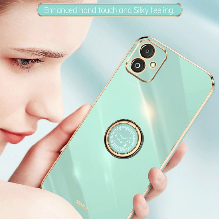 XINLI Straight Edge 6D Electroplate TPU Phone Case with Ring Holder