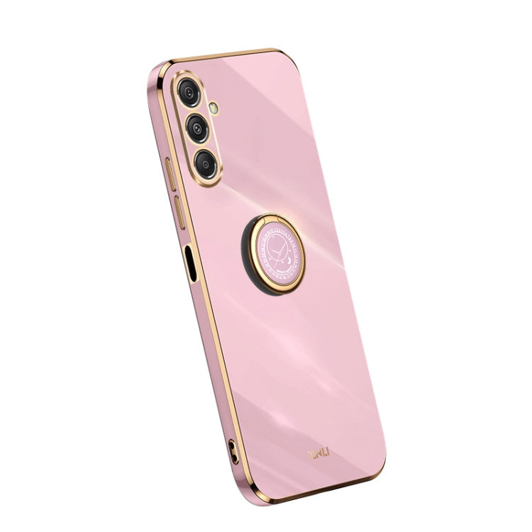 XINLI Straight Edge 6D Electroplate TPU Phone Case with Ring Holder