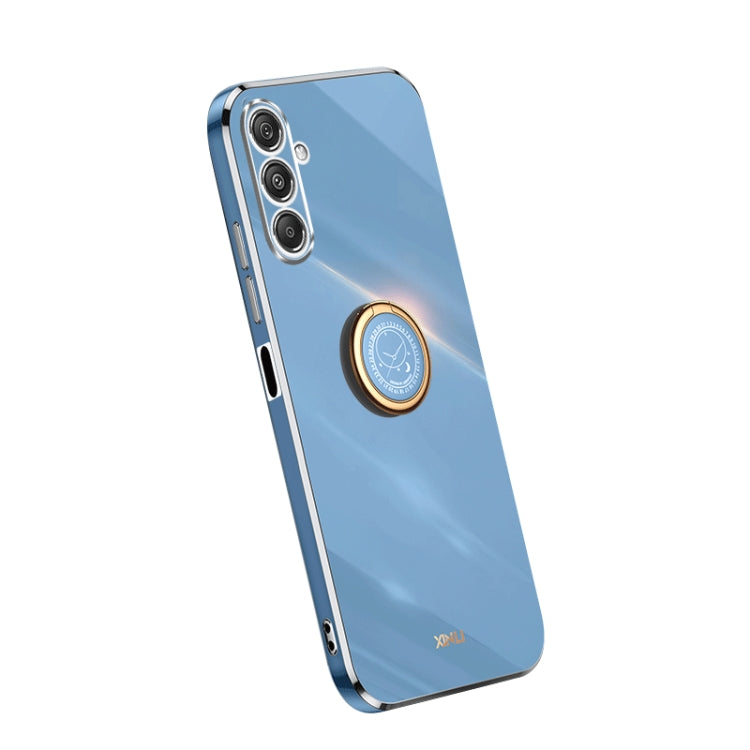 XINLI Straight Edge 6D Electroplate TPU Phone Case with Ring Holder