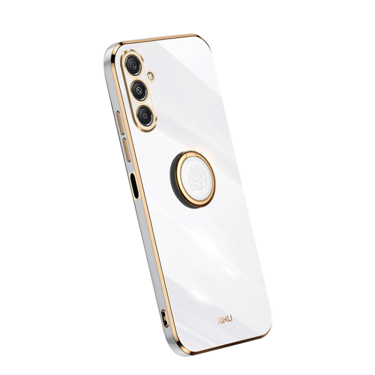 XINLI Straight Edge 6D Electroplate TPU Phone Case with Ring Holder