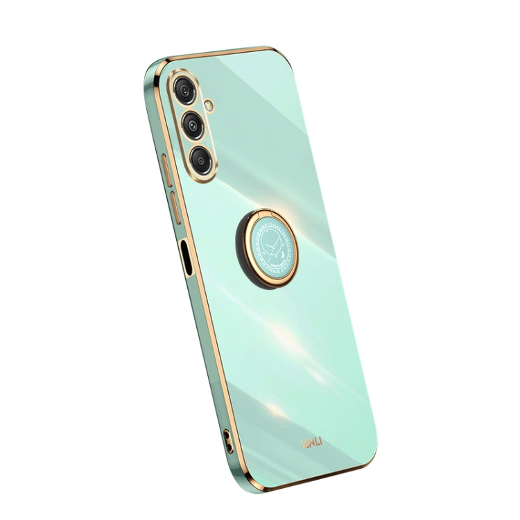 XINLI Straight Edge 6D Electroplate TPU Phone Case with Ring Holder