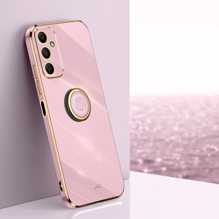 XINLI Straight Edge 6D Electroplate TPU Phone Case with Ring Holder