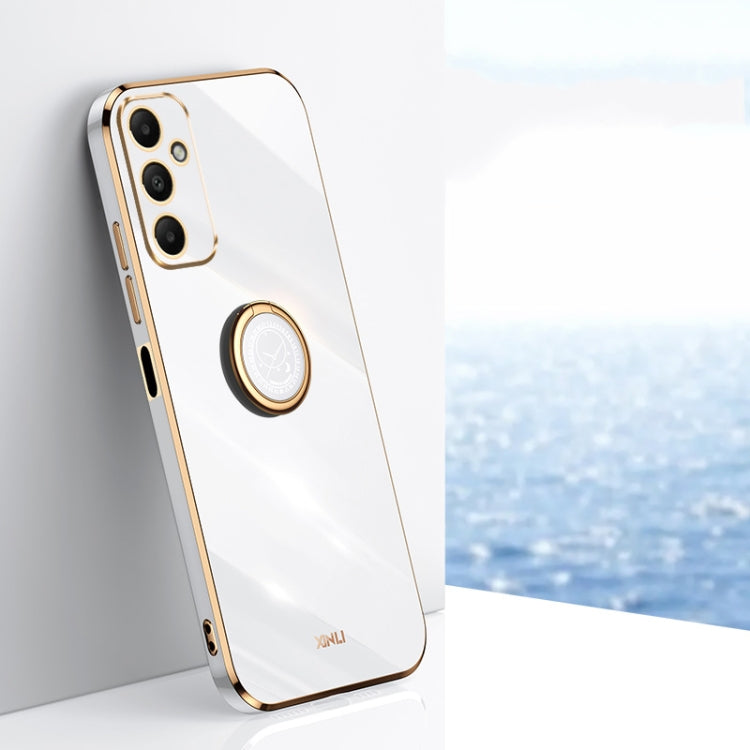 XINLI Straight Edge 6D Electroplate TPU Phone Case with Ring Holder