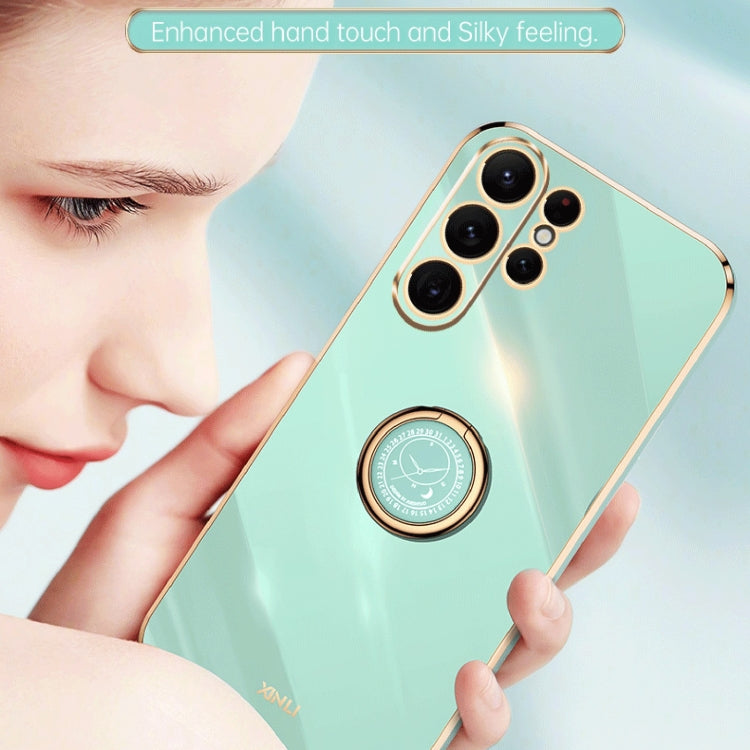 XINLI Straight Edge 6D Electroplate TPU Phone Case with Ring Holder