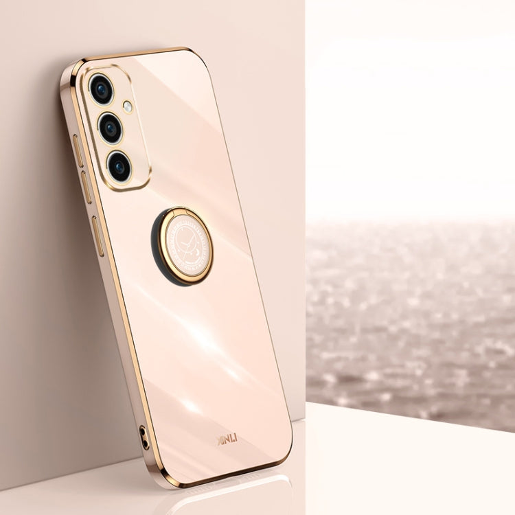XINLI Straight Edge 6D Electroplate TPU Phone Case with Ring Holder