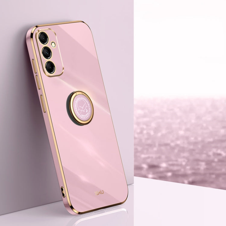 XINLI Straight Edge 6D Electroplate TPU Phone Case with Ring Holder