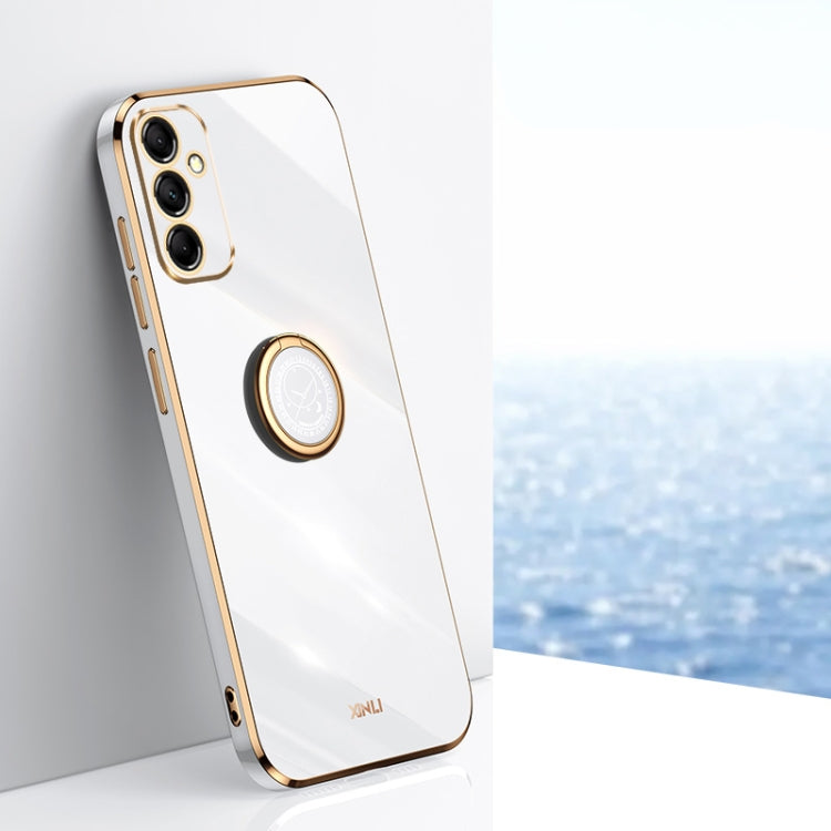 XINLI Straight Edge 6D Electroplate TPU Phone Case with Ring Holder