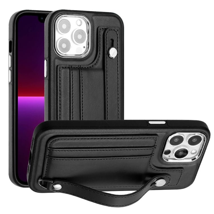 Shockproof Leather Phone Case with Wrist Strap, For iPhone 15 Plus, For iPhone 14 Pro, For iPhone 14 Pro Max, For iPhone 15