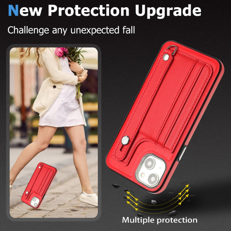 Shockproof Leather Phone Case with Wrist Strap, For iPhone 15 Plus, For iPhone 14 Pro, For iPhone 14 Pro Max, For iPhone 15