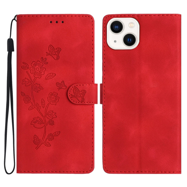 Flower Butterfly Embossing Pattern Leather Phone Case