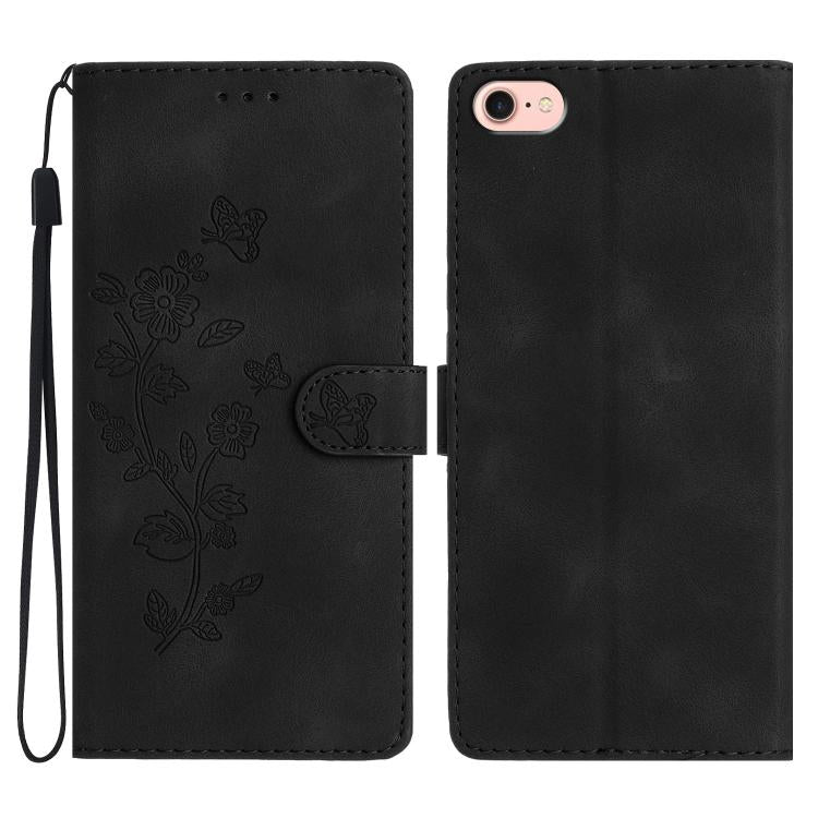 Flower Butterfly Embossing Pattern Leather Phone Case
