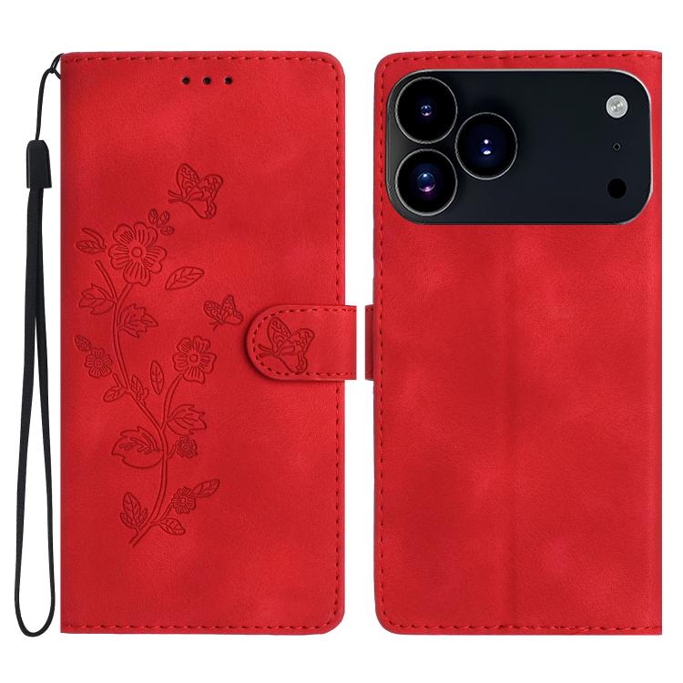 Flower Butterfly Embossing Pattern Leather Phone Case