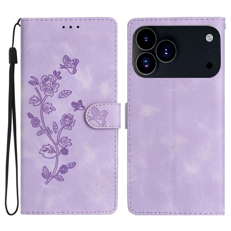 Flower Butterfly Embossing Pattern Leather Phone Case