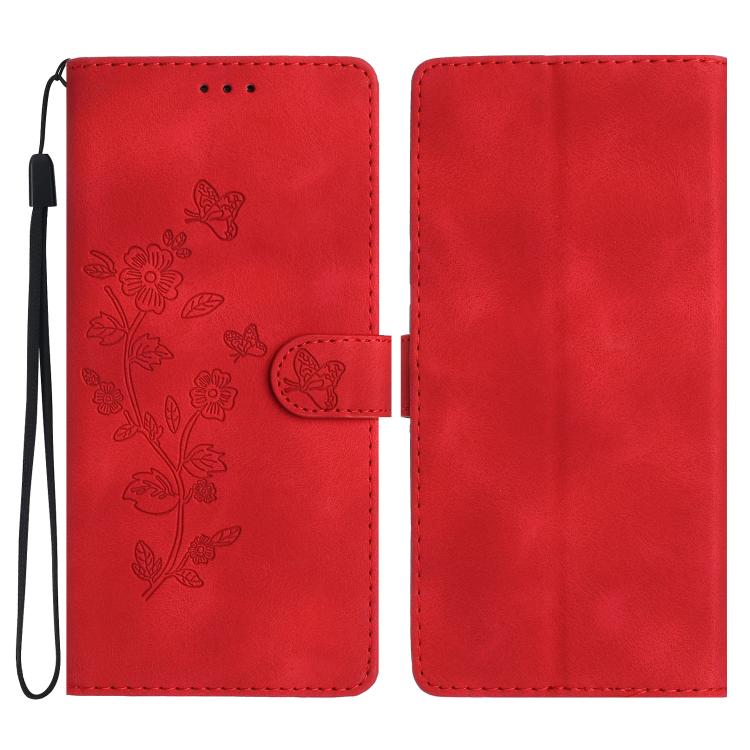 Flower Butterfly Embossing Pattern Leather Phone Case