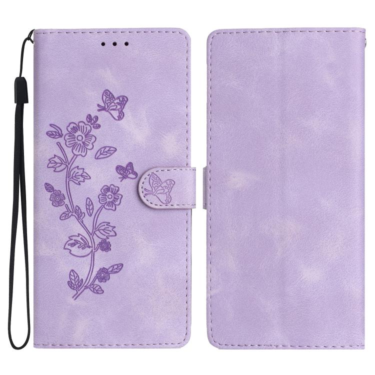 Flower Butterfly Embossing Pattern Leather Phone Case