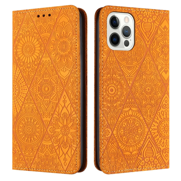 Ethnic Embossed Adsorption Leather Phone Case, For iPhone 13, For iPhone 13 Pro, For iPhone 13 Pro Max, For iPhone 12 / 12 Pro