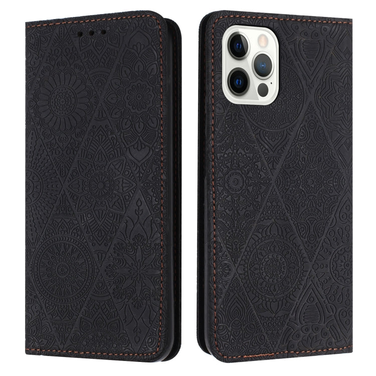 Ethnic Embossed Adsorption Leather Phone Case, For iPhone 13, For iPhone 13 Pro, For iPhone 13 Pro Max, For iPhone 12 / 12 Pro
