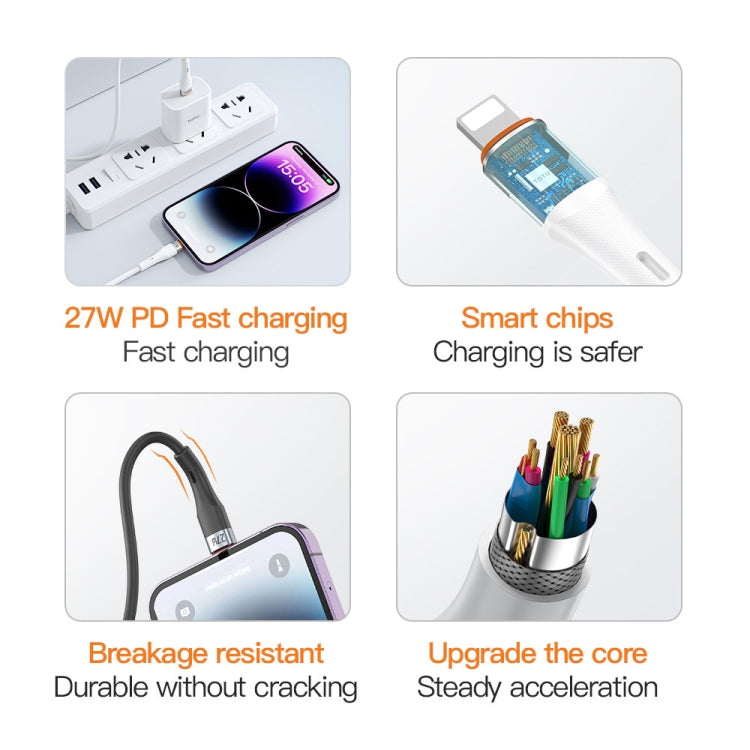 TOTU CB-2 Series USB to 8 Pin Aluminum Alloy Skin Feel Data Cable, 1m