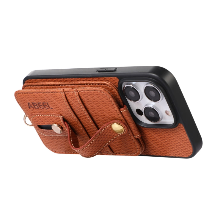 ABEEL Carbon Fiber RFID Card Holder Phone Case, For iPhone 14 Pro, For iPhone 15 Pro Max, For iPhone 15 Pro, For iPhone 14 Pro Max, For iPhone 13 Pro Max, For iPhone 13 Pro