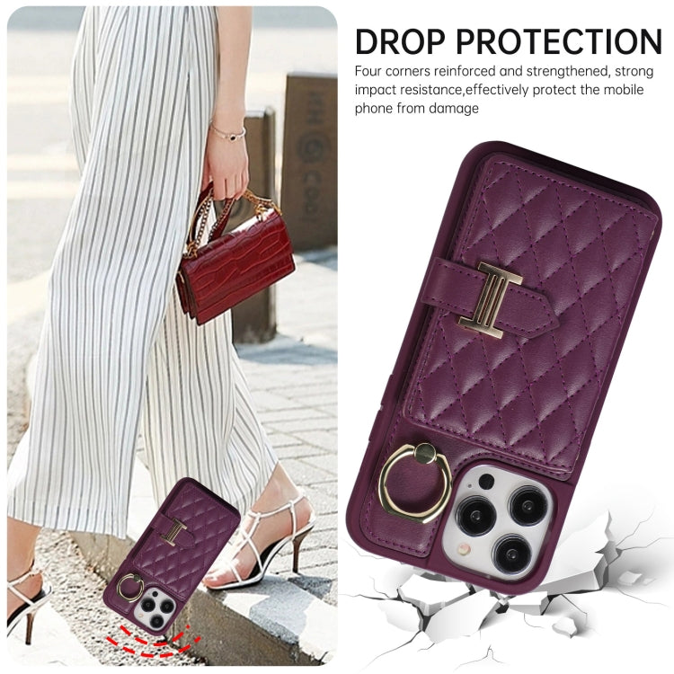Horizontal Card Bag Ring Holder Phone Case with Dual Lanyard, For iPhone 13, For iPhone 12, For iPhone 12 Pro Max
