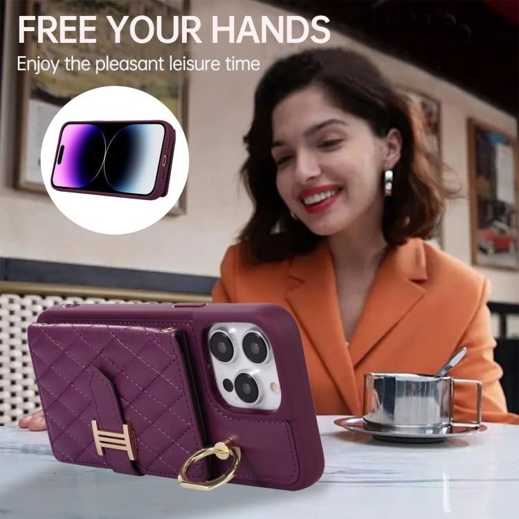 Horizontal Card Bag Ring Holder Phone Case with Dual Lanyard, For iPhone 13, For iPhone 12, For iPhone 12 Pro Max