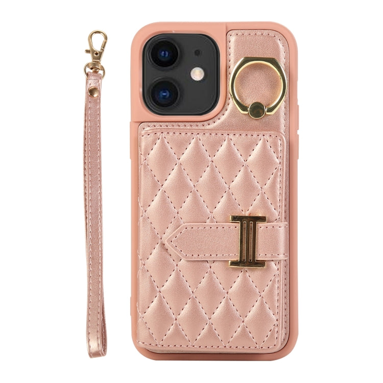 Horizontal Card Bag Ring Holder Phone Case with Dual Lanyard, For iPhone 13, For iPhone 12, For iPhone 12 Pro Max