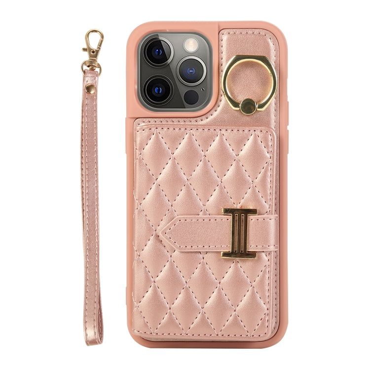 Horizontal Card Bag Ring Holder Phone Case with Dual Lanyard, For iPhone 13, For iPhone 12, For iPhone 12 Pro Max