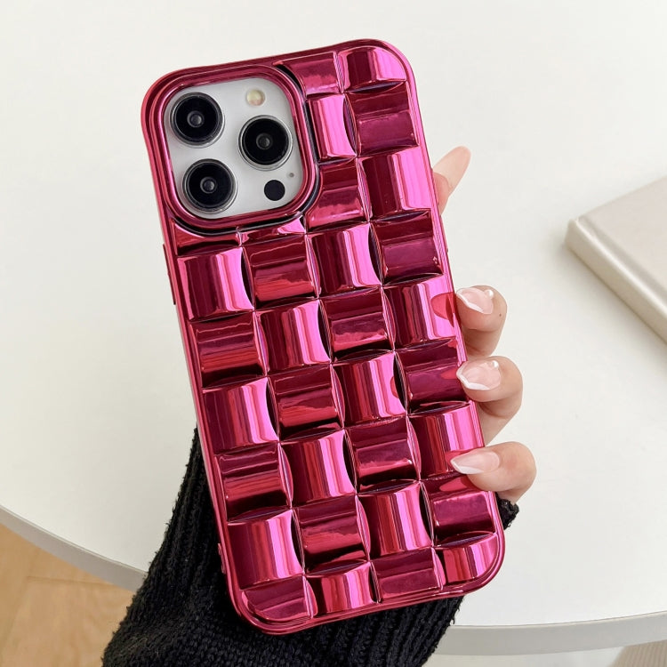 3D Cube Weave Texture Electroplating Phone Case, For iPhone 14, For iPhone 14 Pro, For iPhone 14 Pro Max, For iPhone 13 Pro Max, For iPhone 13 Pro, For iPhone 13