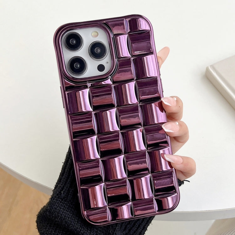 3D Cube Weave Texture Electroplating Phone Case, For iPhone 14, For iPhone 14 Pro, For iPhone 14 Pro Max, For iPhone 13 Pro Max, For iPhone 13 Pro, For iPhone 13