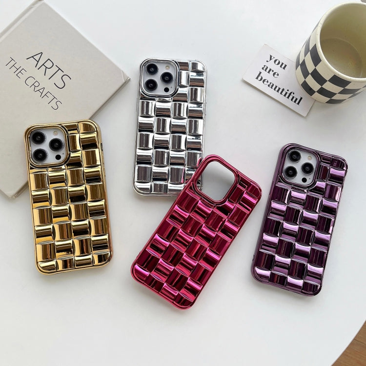 3D Cube Weave Texture Electroplating Phone Case, For iPhone 14, For iPhone 14 Pro, For iPhone 14 Pro Max, For iPhone 13 Pro Max, For iPhone 13 Pro, For iPhone 13