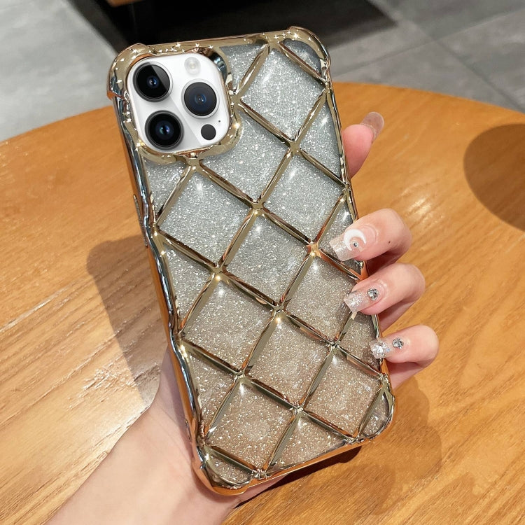 3D Diamond Lattice Laser Engraving Glitter Paper Phone Case, For iPhone 14 Pro Max, For iPhone 13 Pro Max, For iPhone 15, For iPhone 13 Pro