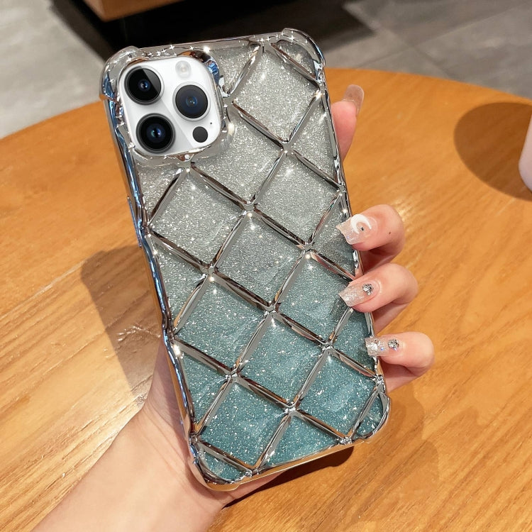 3D Diamond Lattice Laser Engraving Glitter Paper Phone Case, For iPhone 14 Pro Max, For iPhone 13 Pro Max, For iPhone 15, For iPhone 13 Pro