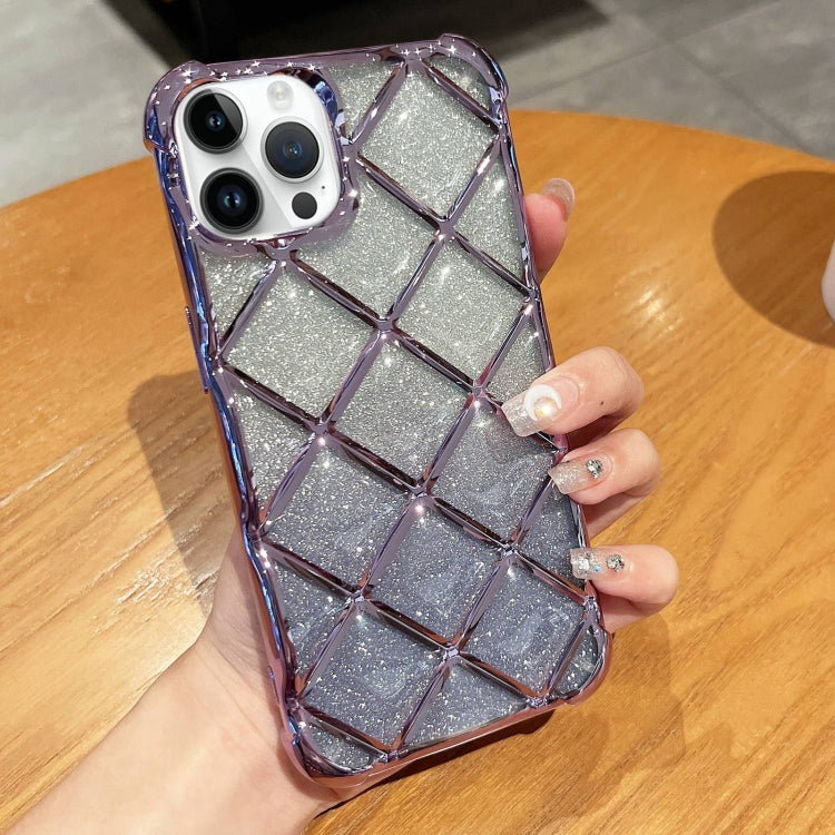 3D Diamond Lattice Laser Engraving Glitter Paper Phone Case, For iPhone 14 Pro Max, For iPhone 13 Pro Max, For iPhone 15, For iPhone 13 Pro