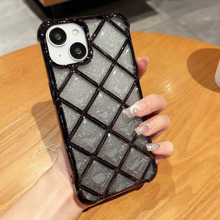 3D Diamond Lattice Laser Engraving Glitter Paper Phone Case, For iPhone 14 Pro Max, For iPhone 13 Pro Max, For iPhone 15, For iPhone 13 Pro