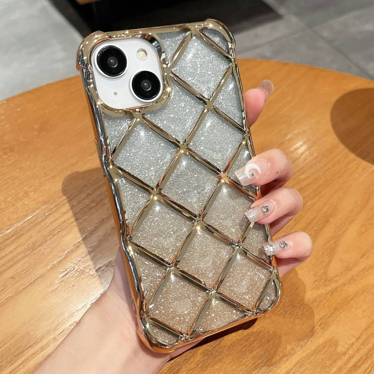3D Diamond Lattice Laser Engraving Glitter Paper Phone Case, For iPhone 14 Pro Max, For iPhone 13 Pro Max, For iPhone 15, For iPhone 13 Pro