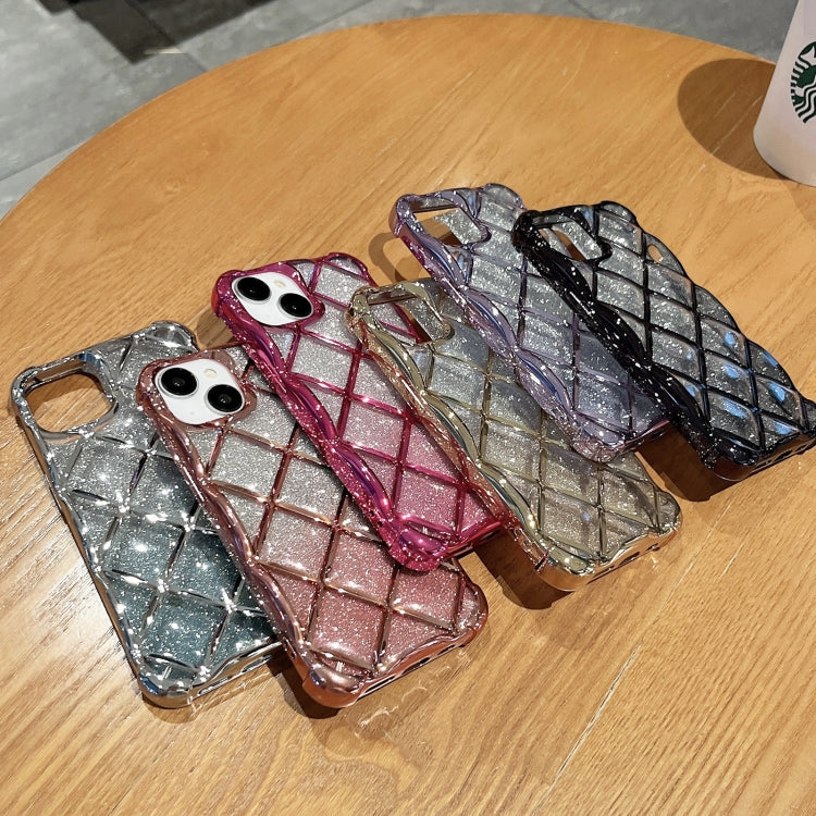 3D Diamond Lattice Laser Engraving Glitter Paper Phone Case, For iPhone 14 Pro Max, For iPhone 13 Pro Max, For iPhone 15, For iPhone 13 Pro