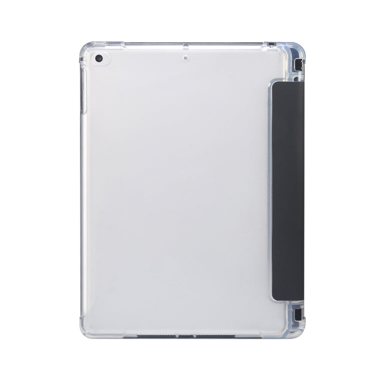 3-folding Electric Pressed Skin Texture Horizontal Flip Shockproof Transparent TPU + PU Leather Case with Holder & Pen Slot & Sleep / Wake-up Function