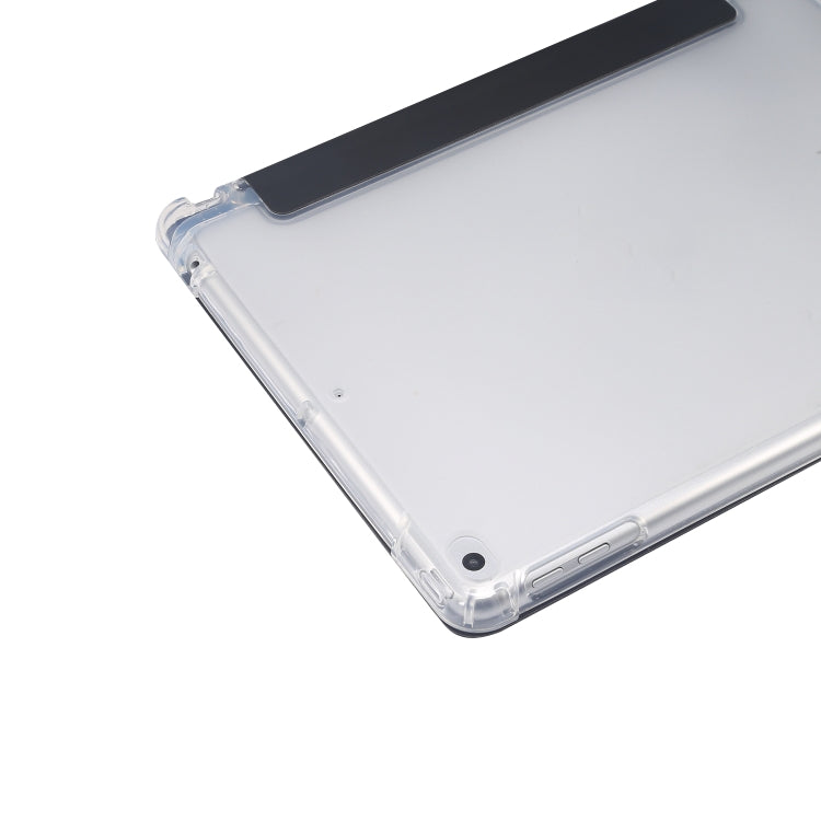 3-folding Electric Pressed Skin Texture Horizontal Flip Shockproof Transparent TPU + PU Leather Case with Holder & Pen Slot & Sleep / Wake-up Function