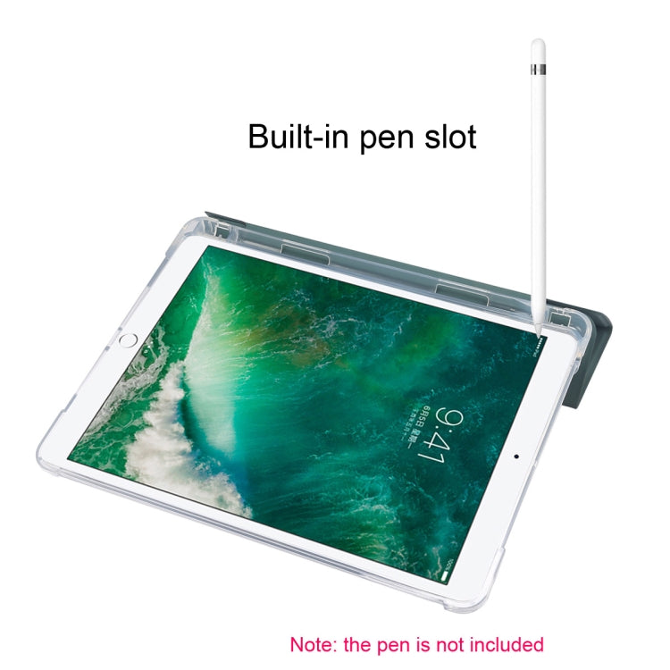 3-folding Electric Pressed Skin Texture Horizontal Flip Shockproof Transparent TPU + PU Leather Case with Holder & Pen Slot & Sleep / Wake-up Function