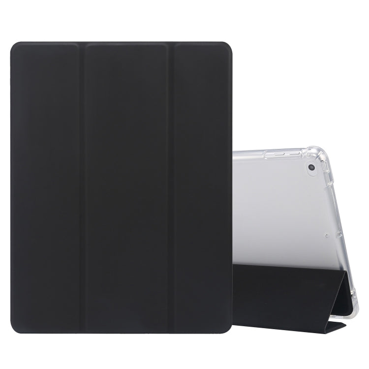 3-folding Electric Pressed Skin Texture Horizontal Flip Shockproof Transparent TPU + PU Leather Case with Holder & Pen Slot & Sleep / Wake-up Function